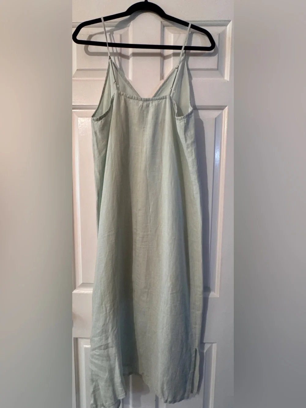 Dolma Linen V-neck Maxi Dress Muted Mint Adjustable Spaghetti Straps Size Medium - Picture 6 of 6